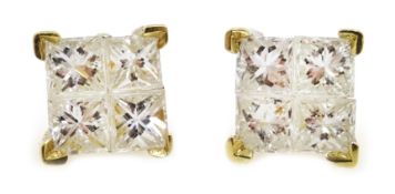 Pair of 18ct gold diamond stud ear-rings, hallmarked, diamonds 0.