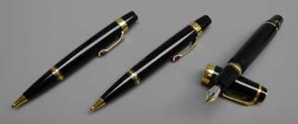 Writing Instruments - Montblanc Boheme set of three; fountain pen '18K' gold nib,