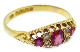 Edwardian 18ct gold ruby and diamond ring,