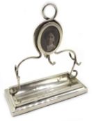 Edwardian silver ring stand and photograph holder by Lawrence Emanuel, Birmingham 1909, H9.