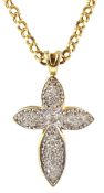 9ct gold cross diamond pendant necklace, stamped 375 Condition Report Approx 5.