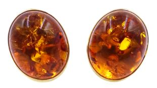Pair of gold amber stud ear-rings, hallmarked 9ct Condition Report Approx 1.