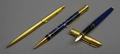 Writing Instruments - Three Parker pens; fountain pen with 14ct gold nib,