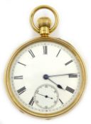 18ct gold pocket watch, top wind by John Mason Rotherham & Barnsley no 85543,