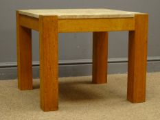 Marble top coffee table, square oak supports, W60cm, H50cm,
