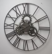 Large metal circular wall clock, D90cm Condition Report <a href='//www.