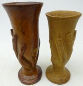 Two carved hardwood goblets from the Pitcairn Island,