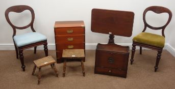 Early 20th century mahogany military style chest, four drawers, bracket feet (W46cm, H62cm, D31cm),