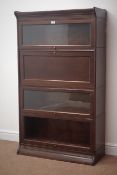 Early 20th century mahogany Globe Wernicke style oak stacking library bookcase, four compartments,