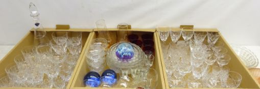 Set of four Stuart wine glasses, Rayware lead glass decanter, cut glass tumblers, wine glasses,