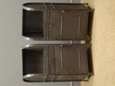 Pair Industrial style mail box bedsides, single drawers and cupboards, W34cm, H73cm,