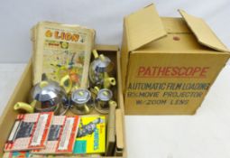 Pathescope 8mm Film projector with three Comedy Films,