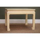 Ivory finish coffee table with pale rose detailing, square supports, W61cm, H46cm,