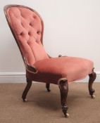 Victorian mahogany spoon back nursing chair, upholstered back and seat,