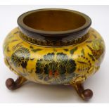 Zsolnay Pecs porcelain Jardiniere of squat bulbous form decorated with stylized flowers on yellow