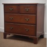 19th century oak chest, two short and two long drawers, bracket supports, W87cm, H84cm,