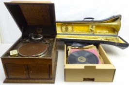 'His Masters Voice' model 103 gramophone in oak fitted case,