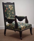 Edwardian armchair, moulded uprights,