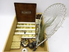 Allcocks shop Trout Fly display box, containing approx 120 various Trout flies, a Hardy Bros.