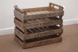Set four vintage wooden 'JS & Partners' fruit and vegetable trays Condition Report