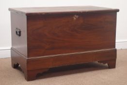 Victorian stained pine blanket box, hinged lid, bracket supports, W95cm, H60cm,
