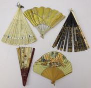 19th century and later fans, comprising a pierced bone example,