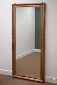 Large rectangular oak framed mirror,