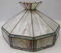 Tiffany style hanging ceiling light shade with slag style glass panels,