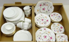 Crown Staffordshire dinner ware decorated with exotic birds and flowers and Duchess plain ground