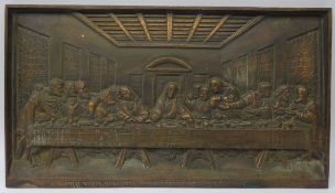 Late Victorian cast iron wall plaque depicting The Last Supper,