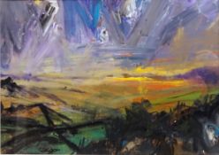 'Sunet Panorama', mixed media signed by Stephen Stringer (British Contemporary) titled verso 35.