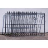Pair wrought metal driveway gates, with finial tops, W198cm,