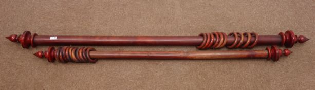 Two mahogany curtain poles, L180cm and 155cm Condition Report <a href='//www.