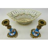 Pair Sevres style porcelain and Ormolu candlesticks,