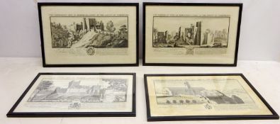 Castle Scenes, four engravings after Samuel and Nathaniel Buck,