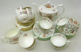 Set of six Minton 'Haddon Hall' trios and Minton 'Marlow' pattern tea set for six
