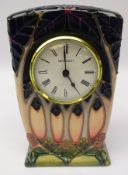 Moorcroft 'Cluny' pattern mantle clock designed by Sally Tuffin,