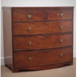 Early 19th century mahogany bow front chest, two short and three long drawers, W102cm, H93cm,