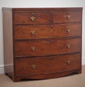 Early 19th century mahogany bow front chest, two short and three long drawers, W102cm, H93cm,