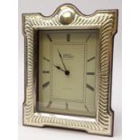 Silver fronted mantel clock with quartz movement by R. Carr, Sheffield, 1992, H19.5cm x W14.