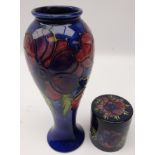 Moorcroft 'Anemone' pattern vase of slender baluster form,