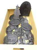 Reproduction cast iron fire marks other similar cast iron wall plaques incl.