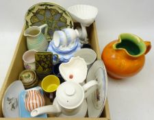 Art Deco Grafton part tea ware, two Royal Doulton Persian design plates, four Hornsea pottery mugs,
