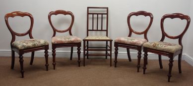 Four Victorian mahogany spoon back dining chairs, upholstered drop on seats,
