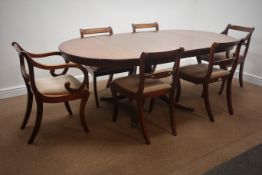 Reproduction inlaid mahogany circular extending dining table with two additional leaves (210cm x