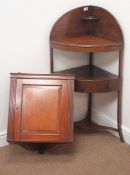 Georgian style mahogany corner washstand, raised back, single drawer,