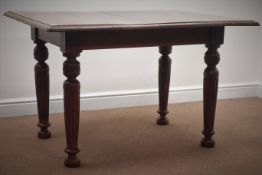 19th century oak telescopic extending dining table, moulded rectangular top with additional leaf,