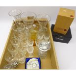 Set of six Waterford Lismore port glasses & crystal clock with box, six cut glass tumblers, vases,