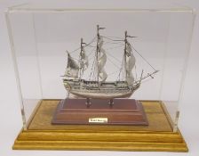 Model of HMS victory, stamped '925' to plaque and illegibly marked to the sail,
