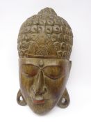 Balinese carved hardwood female wall mask,